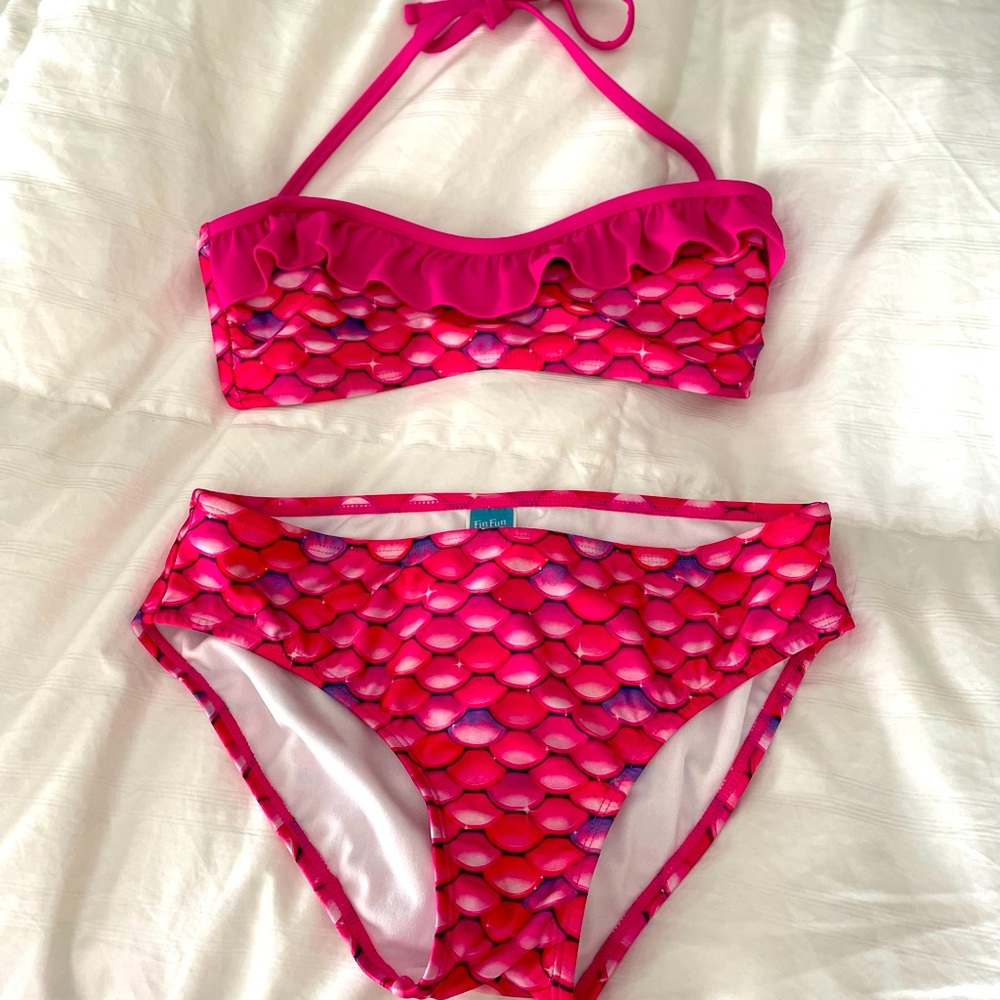 Fin Fun Women’s Two Piece Mermaid Bikini XS Hot Pink